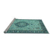 Sideview of Machine Washable Medallion Light Blue Traditional Rug, wshtr180lblu