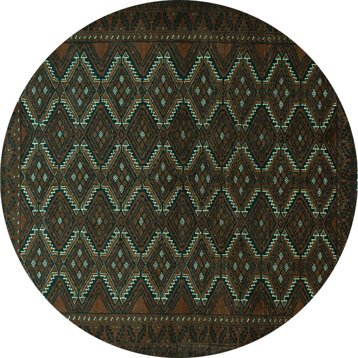 Round Persian Turquoise Traditional Rug, tr1810turq