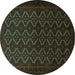 Round Persian Turquoise Traditional Rug, tr1810turq