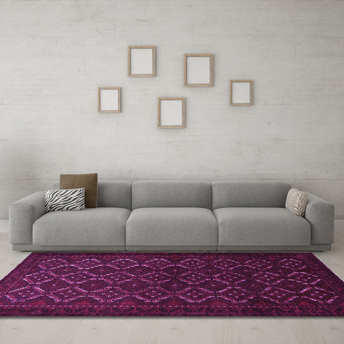 Machine Washable Persian Purple Traditional Area Rugs in a Living Room, wshtr1810pur