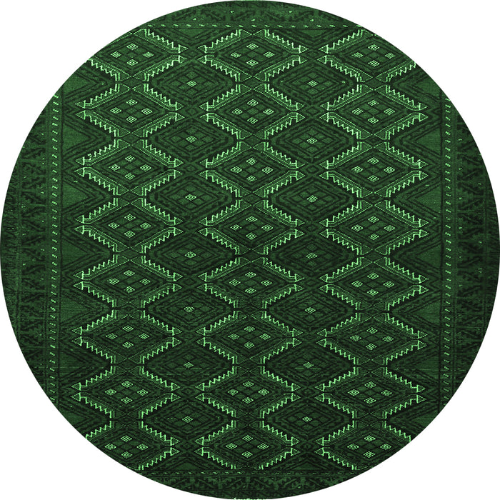 Round Machine Washable Persian Emerald Green Traditional Area Rugs, wshtr1810emgrn