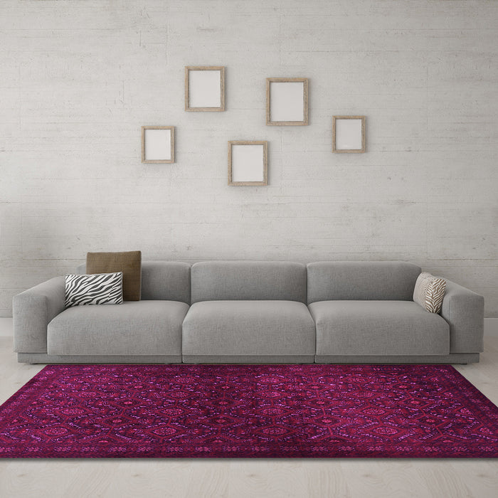 Machine Washable Persian Pink Traditional Rug in a Living Room, wshtr1811pnk