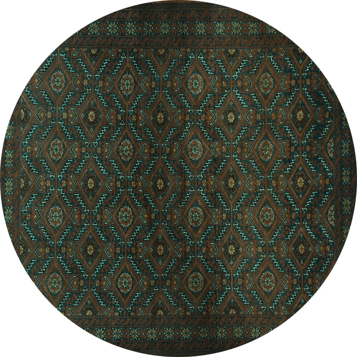 Round Persian Turquoise Traditional Rug, tr1811turq
