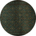Round Persian Turquoise Traditional Rug, tr1811turq