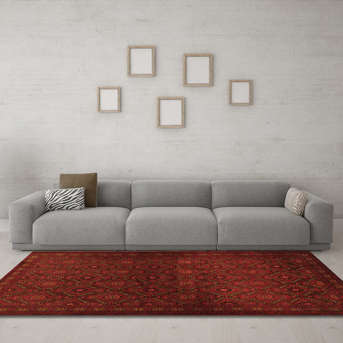 Machine Washable Persian Orange Traditional Area Rugs in a Living Room, wshtr1811org