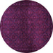 Round Machine Washable Persian Purple Traditional Area Rugs, wshtr1811pur