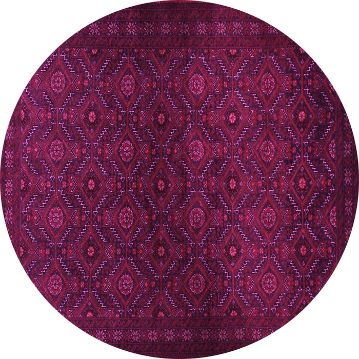 Round Machine Washable Persian Pink Traditional Rug, wshtr1811pnk