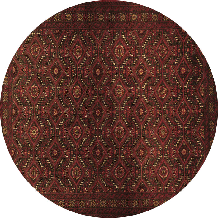 Round Machine Washable Persian Brown Traditional Rug, wshtr1811brn
