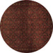 Round Machine Washable Persian Brown Traditional Rug, wshtr1811brn