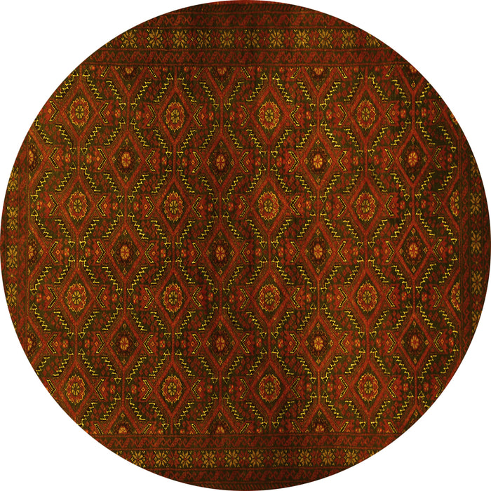 Round Persian Yellow Traditional Rug, tr1811yw