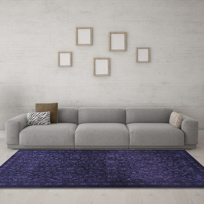 Machine Washable Persian Blue Traditional Rug in a Living Room, wshtr1811blu
