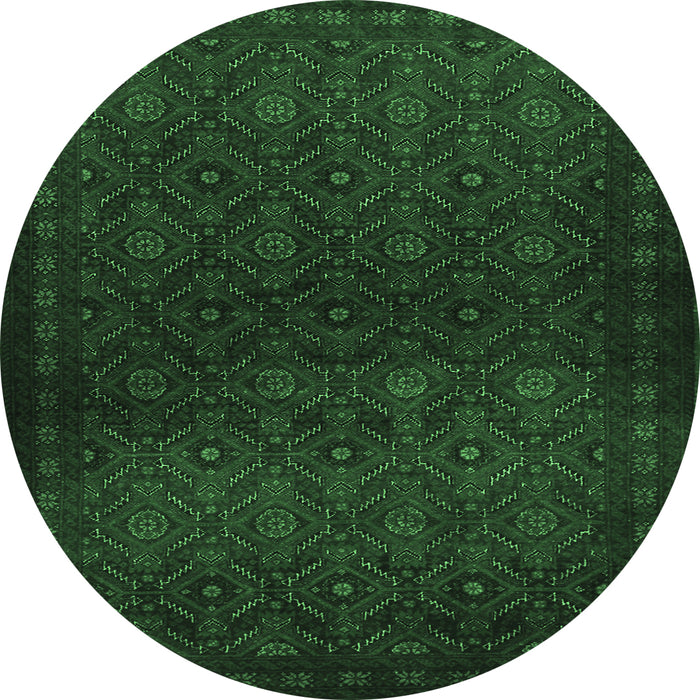 Round Persian Emerald Green Traditional Rug, tr1811emgrn