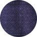 Round Machine Washable Persian Blue Traditional Rug, wshtr1811blu