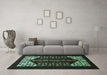 Machine Washable Persian Turquoise Traditional Area Rugs in a Living Room,, wshtr1812turq