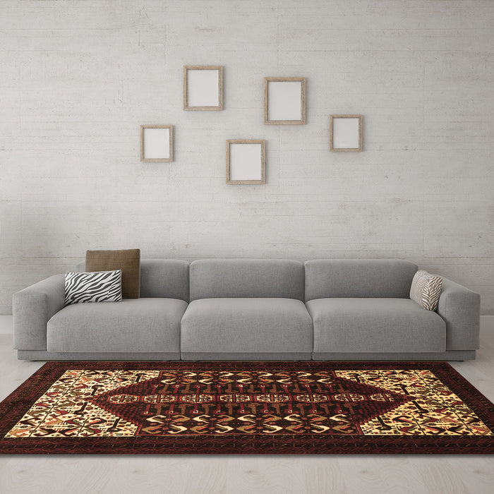 Machine Washable Persian Brown Traditional Rug in a Living Room,, wshtr1812brn
