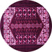 Round Machine Washable Persian Pink Traditional Rug, wshtr1812pnk