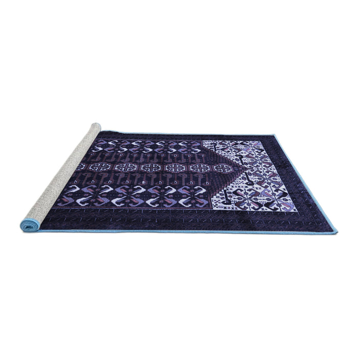 Sideview of Machine Washable Persian Blue Traditional Rug, wshtr1812blu