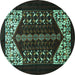 Round Machine Washable Persian Turquoise Traditional Area Rugs, wshtr1812turq