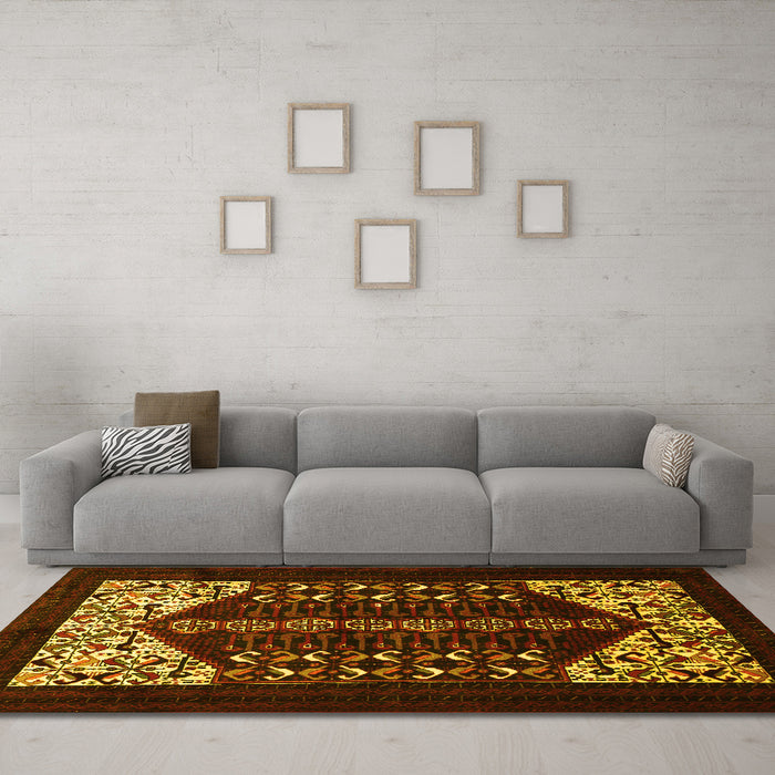 Machine Washable Persian Yellow Traditional Rug in a Living Room, wshtr1812yw