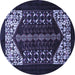 Round Machine Washable Persian Blue Traditional Rug, wshtr1812blu