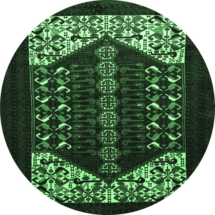 Round Persian Emerald Green Traditional Rug, tr1812emgrn