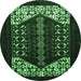 Round Persian Emerald Green Traditional Rug, tr1812emgrn