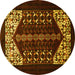 Round Persian Yellow Traditional Rug, tr1812yw