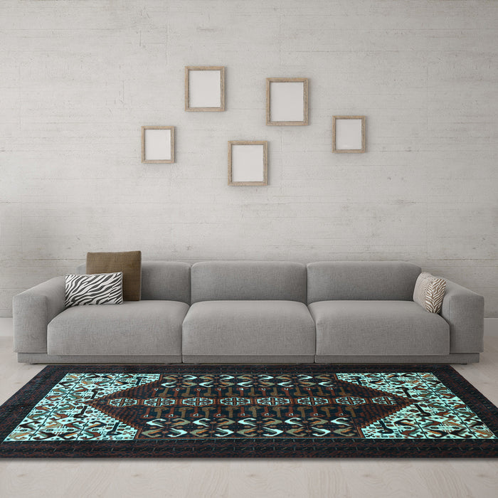 Machine Washable Persian Light Blue Traditional Rug in a Living Room, wshtr1812lblu