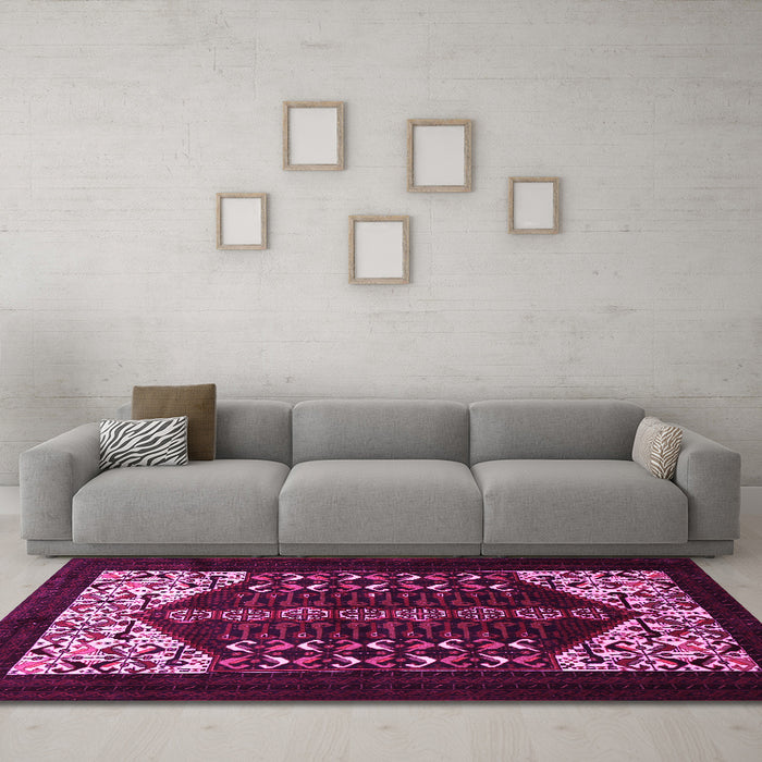 Machine Washable Persian Pink Traditional Rug in a Living Room, wshtr1812pnk