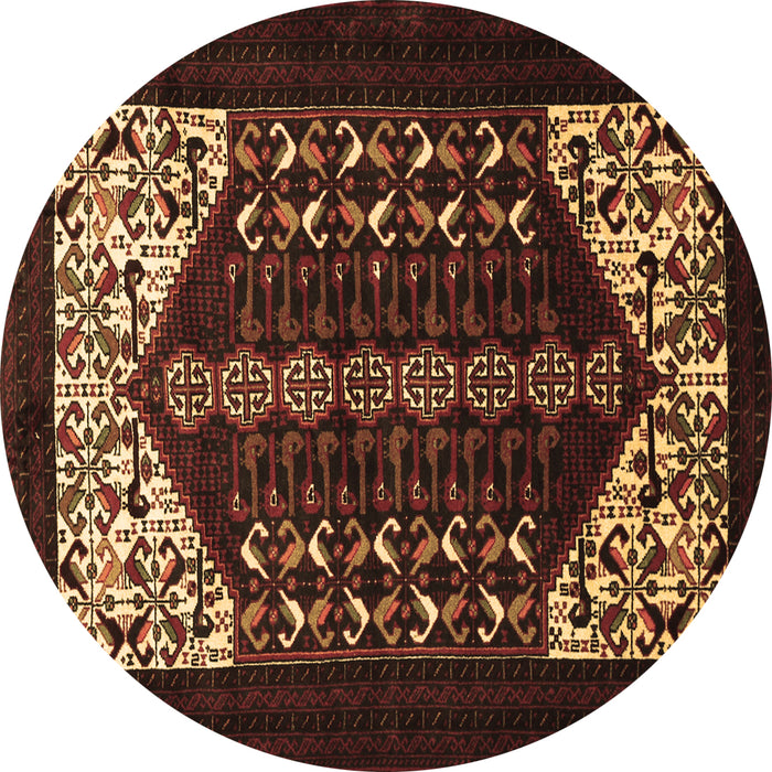 Round Persian Brown Traditional Rug, tr1812brn