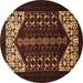 Round Persian Brown Traditional Rug, tr1812brn