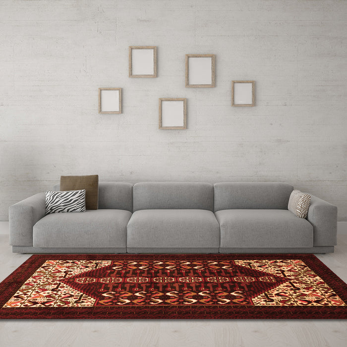 Machine Washable Persian Orange Traditional Area Rugs in a Living Room, wshtr1812org