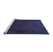 Sideview of Machine Washable Persian Blue Traditional Rug, wshtr1813blu