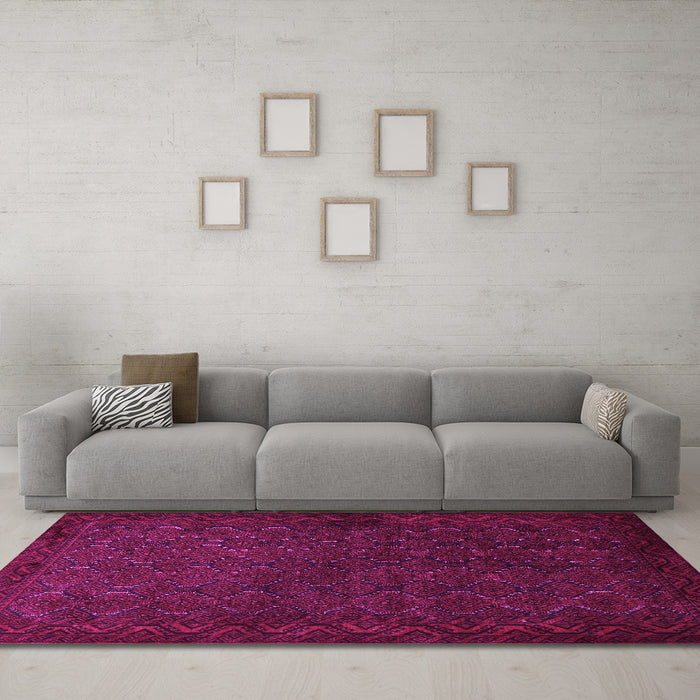 Machine Washable Persian Pink Traditional Rug in a Living Room, wshtr1813pnk