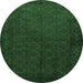 Round Machine Washable Persian Emerald Green Traditional Area Rugs, wshtr1813emgrn