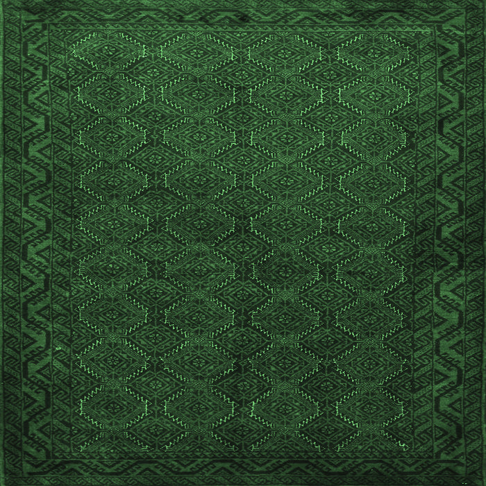 Square Machine Washable Persian Emerald Green Traditional Area Rugs, wshtr1813emgrn