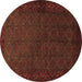 Round Machine Washable Persian Brown Traditional Rug, wshtr1813brn