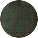 Round Machine Washable Persian Turquoise Traditional Area Rugs, wshtr1813turq