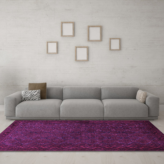 Machine Washable Persian Purple Traditional Area Rugs in a Living Room, wshtr1813pur