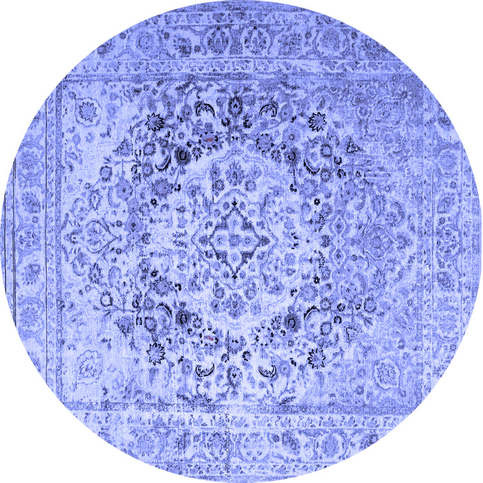 Round Medallion Blue Traditional Rug, tr1814blu