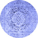 Round Medallion Blue Traditional Rug, tr1814blu