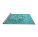 Sideview of Machine Washable Medallion Light Blue Traditional Rug, wshtr1814lblu