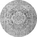 Machine Washable Medallion Gray Traditional Rug, wshtr1814gry