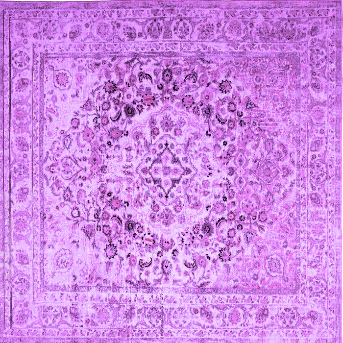 Square Machine Washable Medallion Purple Traditional Area Rugs, wshtr1814pur
