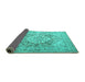 Sideview of Medallion Turquoise Traditional Rug, tr1814turq