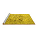 Sideview of Machine Washable Medallion Yellow Traditional Rug, wshtr1814yw