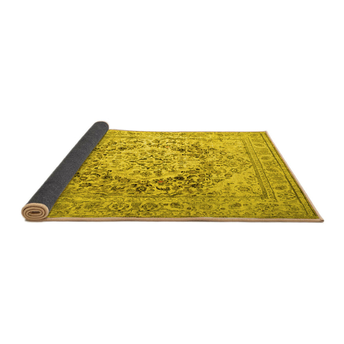Sideview of Medallion Yellow Traditional Rug, tr1814yw