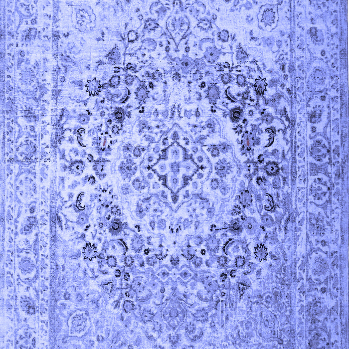 Machine Washable Medallion Blue Traditional Rug, wshtr1814blu