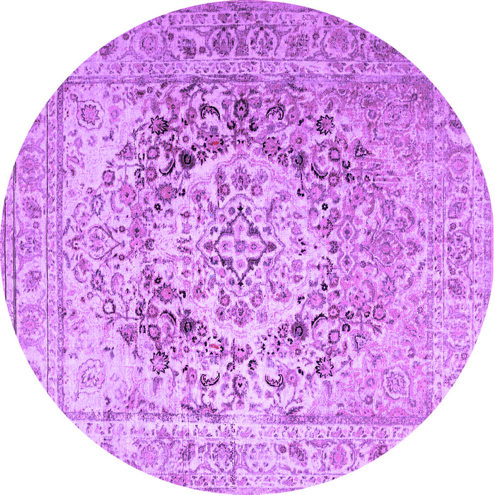 Round Medallion Purple Traditional Rug, tr1814pur