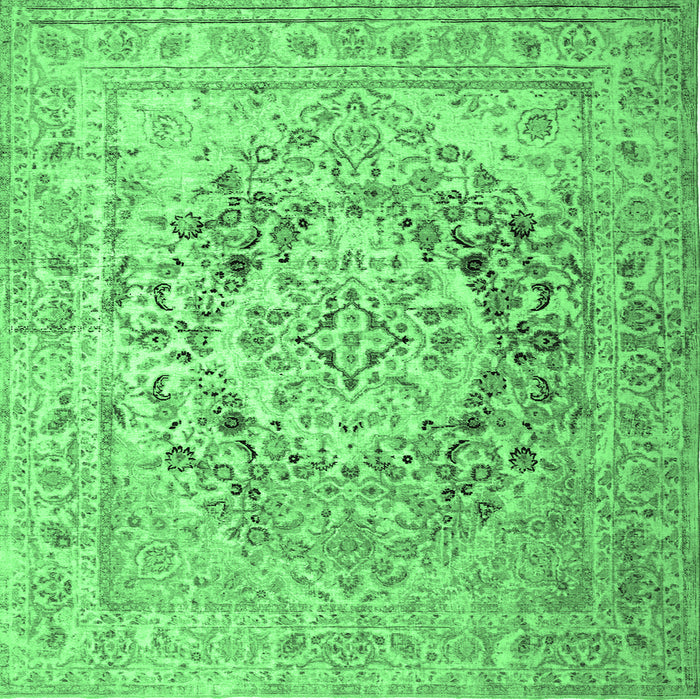 Square Medallion Emerald Green Traditional Rug, tr1814emgrn